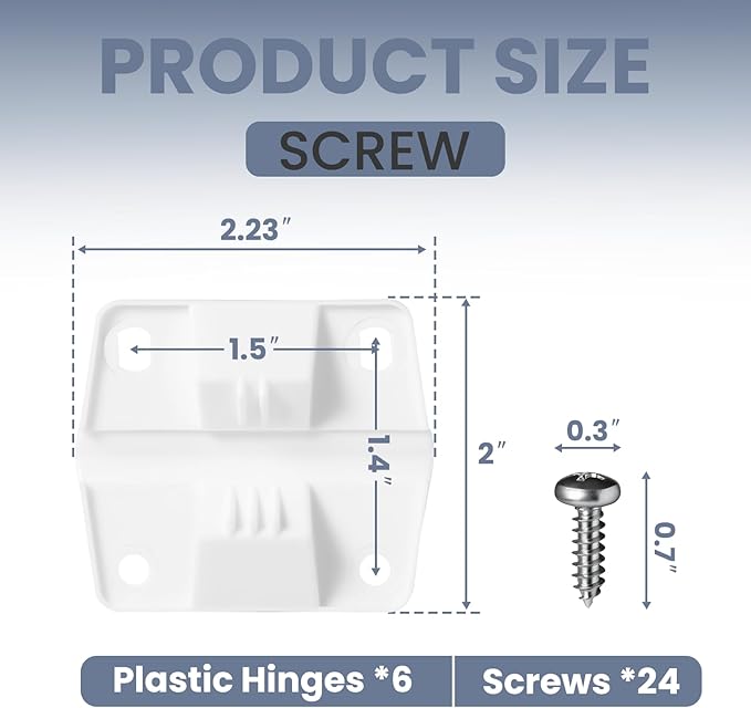 Cooler Plastic Hinges Replacement (6 Pack) Fit for Coleman Coolers Parts, Cooler Hinges Kit for Rubbermaid Parts Ice Chest (with Screws)