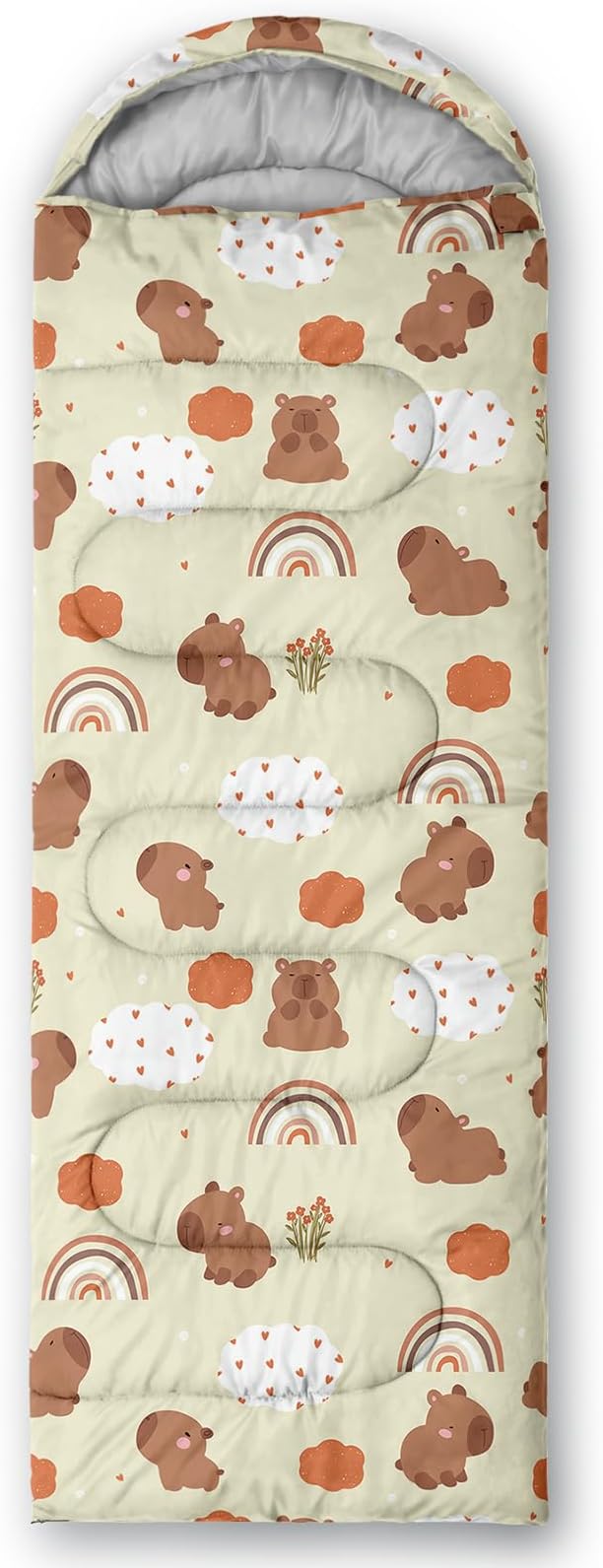 AILONEN Kawaii Puppy Sleeping Bag for Kids Boys Girls,Warm and Cool Weather,Lightweight,Waterproof Backpacking,Cartoon Cute Dog & Duck Animal Themed Blue Sleeping Bag for Camping