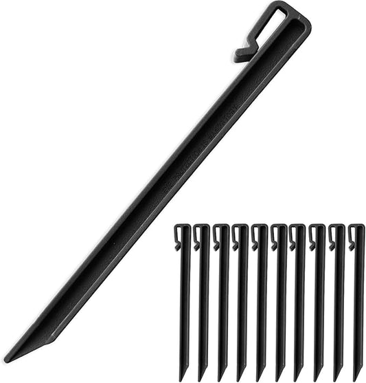 100-Pack 10 Inch Plastic Edging Nails Black,Side-Insert Nylon Landscape Anchoring Spikes，Landscape Stake for Paver Edging, Weed Barrier& More