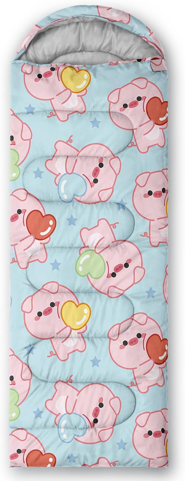 AILONEN Kawaii Puppy Sleeping Bag for Kids Boys Girls,Warm and Cool Weather,Lightweight,Waterproof Backpacking,Cartoon Cute Dog & Duck Animal Themed Blue Sleeping Bag for Camping