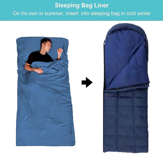 Sleeping Bag Liner,Travel Sheet & Adult Sleep Sack, Camping Sheets Travel Sleep Sack for Backpacking,Hotels & Hostels -Lightweight Single &Double Travel Sheet Camping Sheets