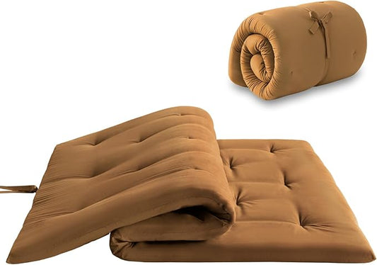 Japanese Floor Futon Mattress Twin Size 39"x 80", Foldable Bed Mattress, Portable Tatami Mat Sleeping Pad, Folding Futon Cushion, Roll Up Floor Lounger for Guest Room Dormitory (Brown)