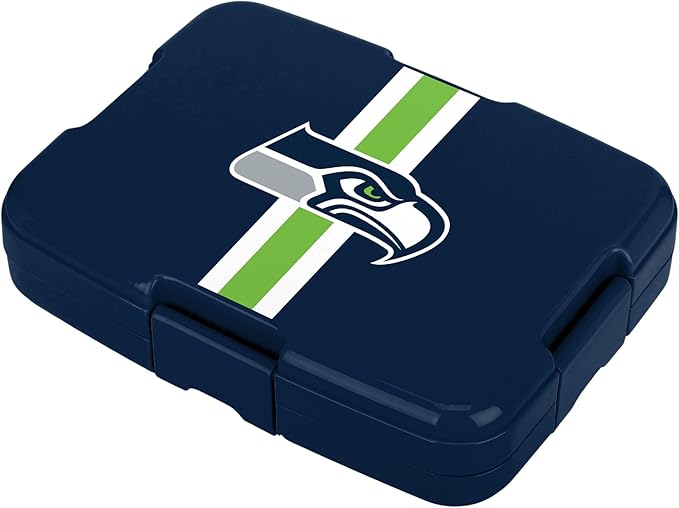 FOCO NFL Unisex-Adult Officially Licensed Team Color Stripe Primary Logo Football Leak Proof 5 Compartment Bento Lunch Box - Seattle Seahawks