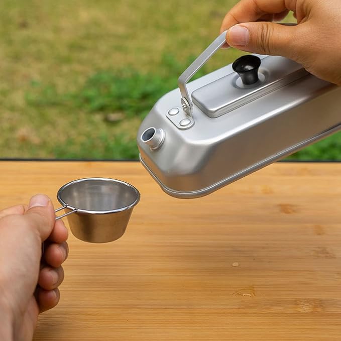 300ml Camping Boiling Water Pot with Foldable Handle, Aluminum Lightweight Camping Tea Kettle Camping Water Boiler for Camping Fishing Outdoor