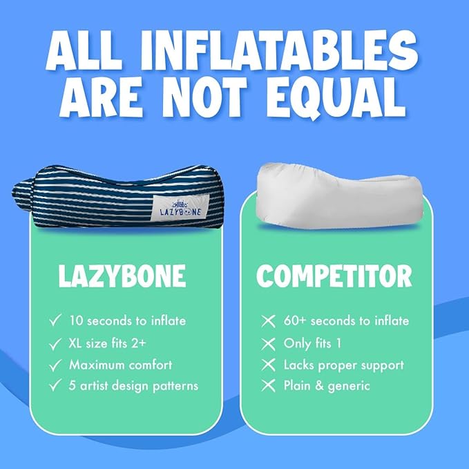 Chillbo Lazybone Inflatable Couch - Ultimate Inflatable Lounger for Maximum Chill - The Perfect Blow Up Couch for Music Festivals Or Inflatable Lounger for Camping
