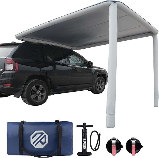 Niphean Car Awning for SUV, Truck & Van, 2-Min Quick Setup Vehicle Awning, No Roof Rack Required, Inflatable Rooftop Camping Sun Shade 8.2’ x 6.5’, Waterproof UV50+, Durable & Wind-Resistant