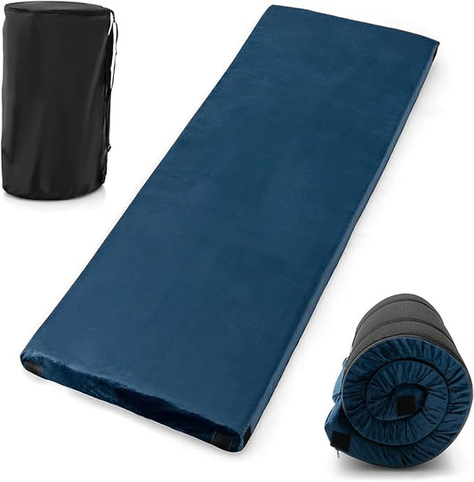 Goplus Memory Foam Camping Mattress, Portable Roll up Sleeping Pad w/Anti-Slip Bottom, Travel Bag, Single/Twin Waterproof Floor Mat, Guest Bed