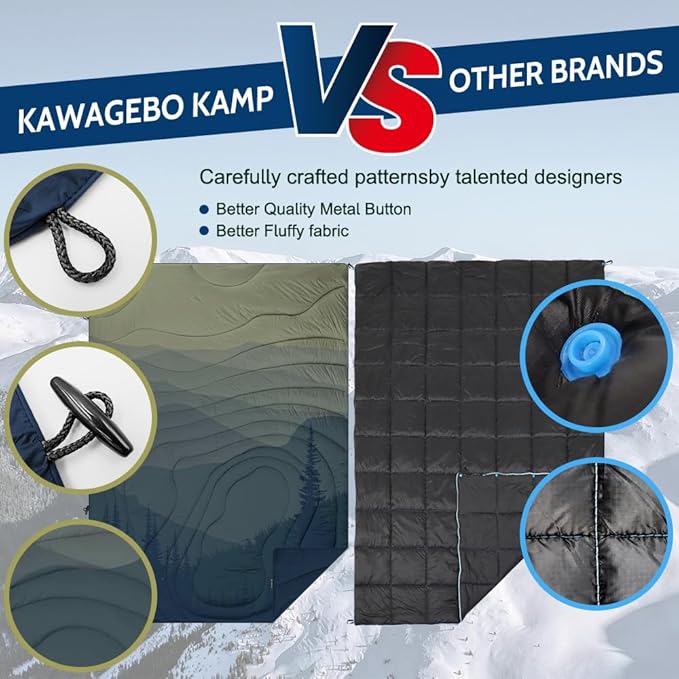 Camping Blanket Puffy - Outdoor Stadium Blanket Wearable, Lightweight, Packable, Machine Washable Camping Quilt for Traveling, Picnic, Beach, Party