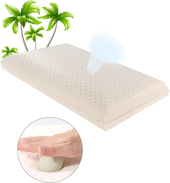 SUQ I OME Adjustable Slim Sleeper -Thin Flat Latex Pillow for Sleeping with 2 Removable Layers 3 Heights(1'', 2.5'', 3.5''), for Stomach, Side and Back Sleepers,Twill White