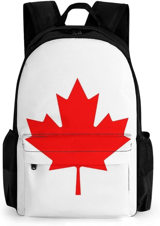 Men Women Polyester Canadian Canada Flag Daypack Big Capacity Shoulder Bag With Adjustable Shoulder Straps for Camping Travel Walking Cycling