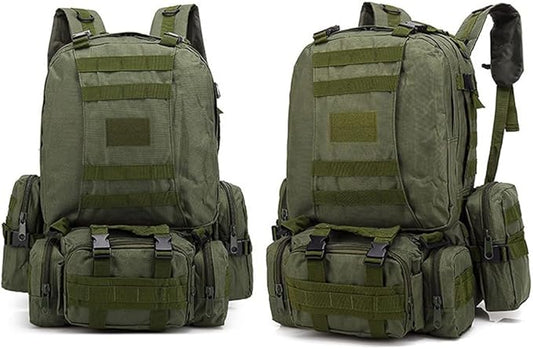Tactical Backpack Military Army Rucksack 60L Large Assault Pack Camping Detachable Molle Bag (Military Green)