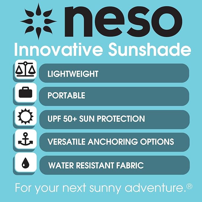 Neso Tents Beach Tent with Sand Anchor, Portable Canopy Sunshade - 7' x 7' - Patented Reinforced Corners (Navy)