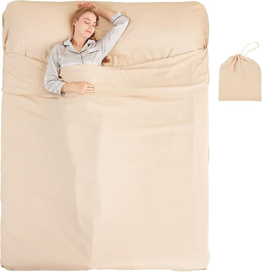 Sleeping Bag Liner Camping Adult Sleep Sack Lightweight Travel Sheet for Hotel Bed Compact Ultralight Essential Cleaning Supplies Kit Travel Bedding Set for Backpacking