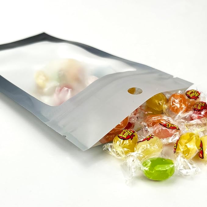100 Pcs Resealable Gradient Color Mylar Food Storage Bags, Zipper Closure, Reusable, 2.7 X 3.9 Inch, Transparent Window