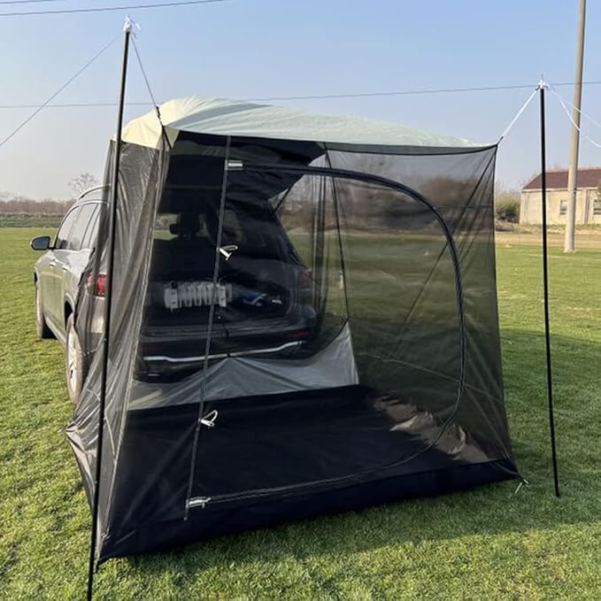 Car Awning Sun Shelter Camping SUV Rear Tent, Portable Waterproof Roof Top Tent Canopy for SUV Minivan Hatchback Camping Outdoor Travel (Car Awning Sun Shelter with Mosquito Net)