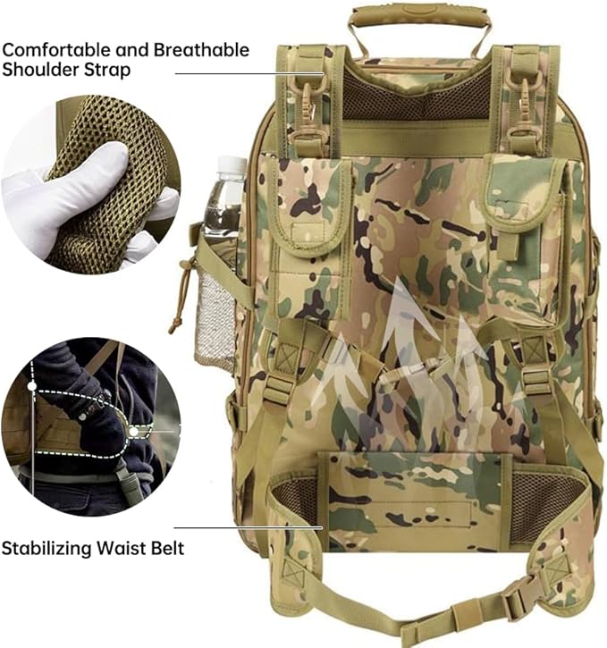40L Large capacity backpack for men, Hiking backpack,Waterproof bag,large-capacity Tactical backpack with MOLLE System,Suitable for camping,Hunting,mountain climbing(Camouflage)
