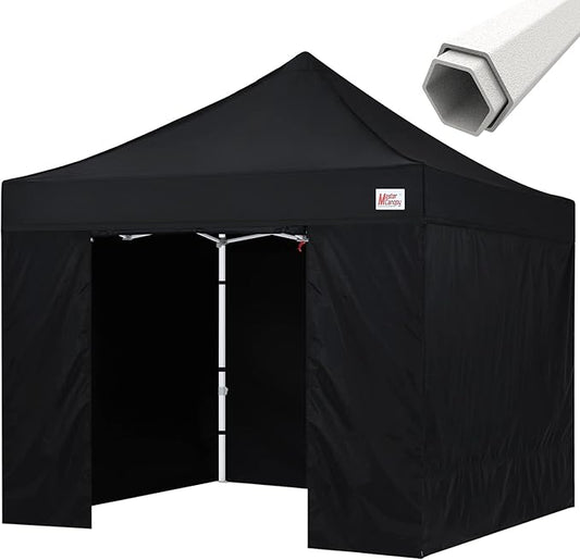 MASTERCANOPY 10x10 Premium Heavy Duty Pop Up Commercial Instant Canopy with Sidewalls(10x10 Black)