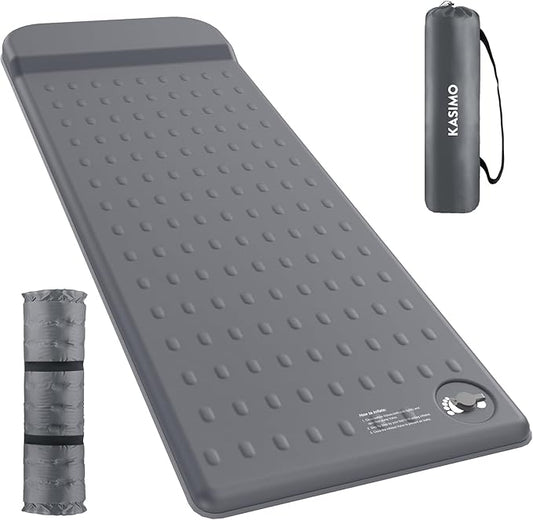 KASIMO Memory Sleeping Pad for Camping, 3" Compact Ultra-Thick Foam Sleeping Mats with Pillow, 9.5 R-Value Insulated Camping Mattress Pad or Car Travel Backpacking Tent,Home