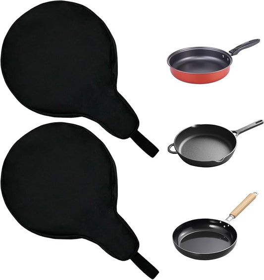 EATAKWARD Cast Iron Camping Skillet Bag for 8'' 10'' 12'' Skillets, Durable Skillet Pan Storage Bag Water Resistant Frying Pan Bag with Hanging Loop, Lightweight Skillet Bag for Camping Outdoors,2 pcs