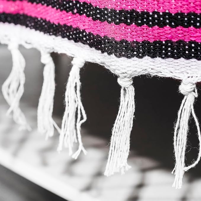 Airooglee 69" L x 51" W Large Mexican Blanket - Perfect as Yoga Blanket, Outdoor Blanket, Beach Blanket, Serape Blanket, Picnic Blanket, Camping Blanket, Woven Blanket, Boho Home Décor - Rose