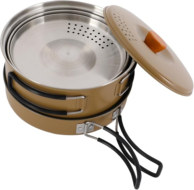 Camping Cookware Set Portable Camping Cooking Set 304 Stainless Steel Camping Pots and Pans Set Campfire Cooking Equipment with Storage Bag for Outdoor Camping Hiking Picnic for 2-3