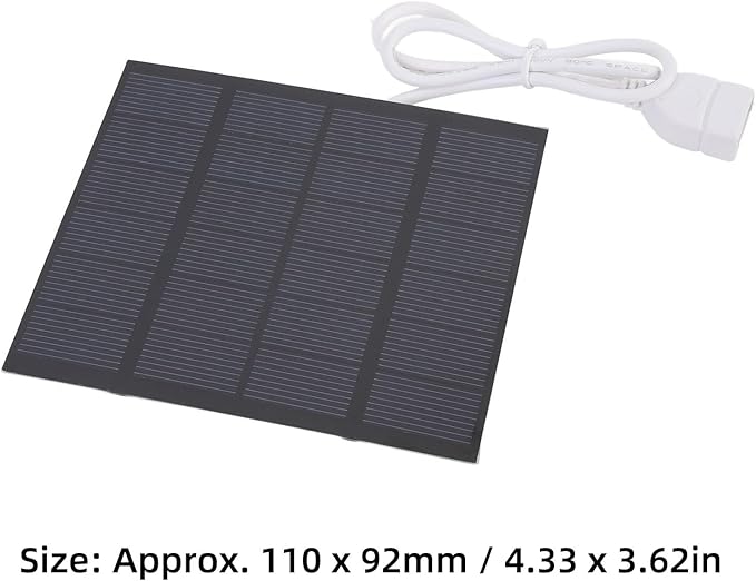 1.5W 6V Portable Solar Panel, Solar Powered Battery Charger with Built in USB Port, Multifunctional Portable Solar Charger for Camping Outdoor Backpacking