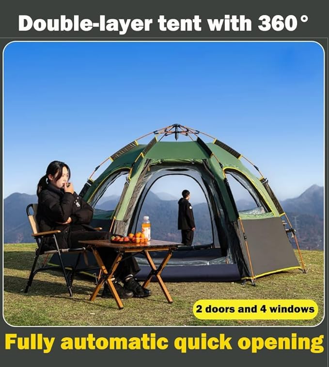 Camping Tent with Instant Setup, 2/3 Person Weatherproof Easy Quick Set Up in 60 Seconds with Rainfly Backpack Tent for Family Camping & Hiking, Upgraded Ventilation,Center Height 66-inch