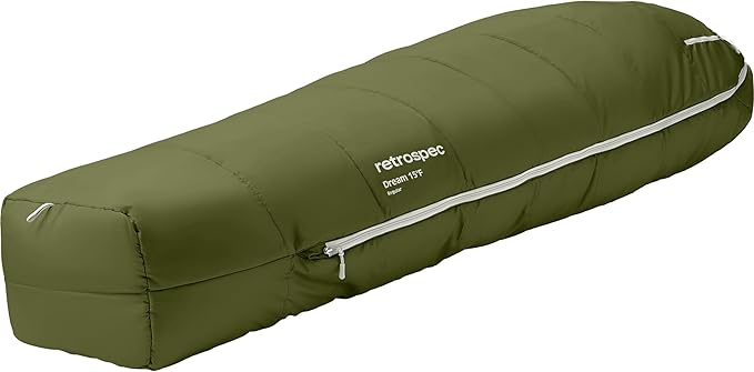 Retrospec Dream Mummy Sleeping Bag - 30°F Camping & Travel Essential Gear with Water - Resistant Shell & Synthetic Fill - Zippered Pocket & Stuff Sack