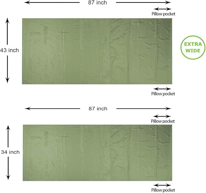 BROWINT Silk Sleeping Bag Liner, Silk Sleep Sack, Extra Wide 87"x43", Lightweight Travel Sheet for Hotels, More Colors for Option, Reinforced Gussets