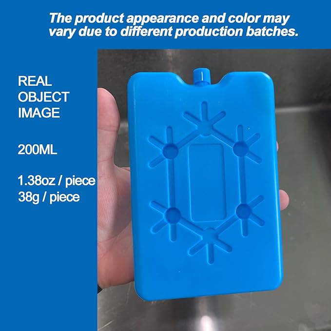 200ML Reusable Ice Packs for Lunch Box & Cooler, Slim Freezer Packs to Keep Food Fresh & Cold for Hours, Perfect for Travel, Picnic, Car, Office (2, Blue)