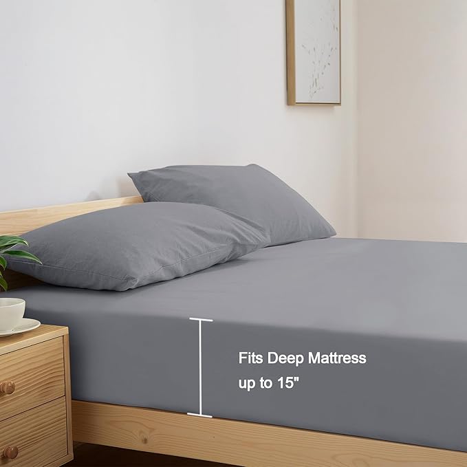 SPRINGSPIRIT RV Queen Sheets, Super Soft RV Short Queen Sheets for RV Camper, 4 Piece Bed Sheets Set Deep Pockets, Extra Soft and Breathable Bedding Sheets, Grey