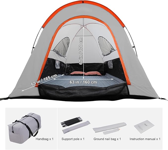Happybuy Truck Bed Tent, 5.5'-6' Pickup Truck Tent with Rain Cover and Carry Bag, Waterproof PU2000mm Double Layer for Camping, Accommodating 2-3 People, Ideal for Camping Travel