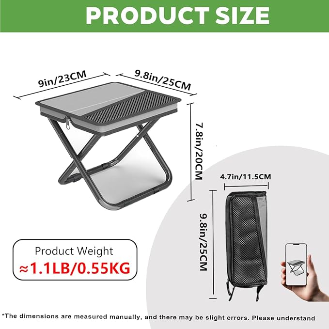 Portable Folding Stool-Handbag Style Stool-Compact Lightweight with Carry Bag, Foldable Chair for Outdoor Fishing, Hiking (M-Suitable Weights 0 to 160 LBS)