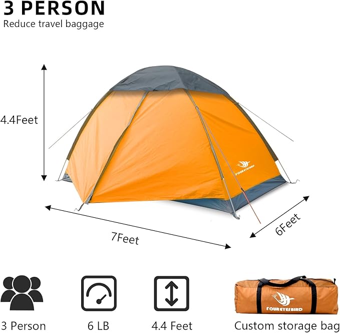 2-3 Person Backpacking Tent, 3-4 Season Lightweight Waterproof Tents with Two Doors for Outdoor Camping, Hiking, Family Beach Hunting Travel