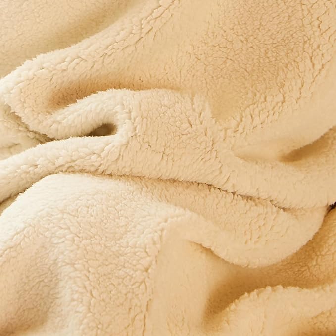 Aztec Patterned Throw Blanket with Soft Sherpa Lining, Traditional Southwestern Navajo with Cross Pattern Warm Throw for Camping, Outdoor, Light Weight Cozy Boho Blanket for Couch, Bed, 50”x60”, Brown