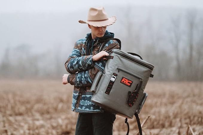 Rough Country Insulated Backpack Cooler – Holds 24 Cans, Leakproof Waterproof Design, Durable Nylon with Padded Shoulder Straps, Ideal for Camping, Tailgating, Hiking - 19"x15"x9