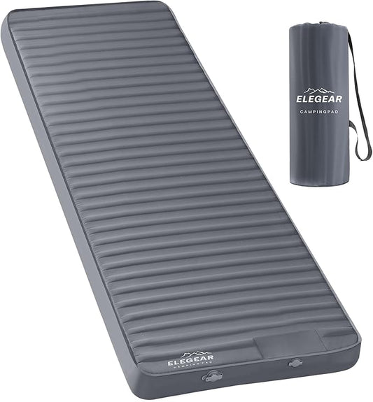 Elegear CumbreX™ Air & Foam Camping Sleeping Pad, HexaFoam Camping Mattress Pad with Built-in Foot Pump Memory Foam Camp Pad 4-Season R-Value 9.5 Camp Sleeping Mat for Travel/Car/Tent, Gray