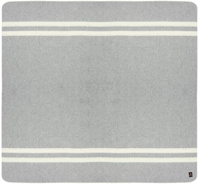 Thick Alpaca Wool Blanket Heavyweight Camping Outdoors Indoors Soft Peru Queen Size Stripes Design (Soft Gray - Ivory Stripes, Queen Size)