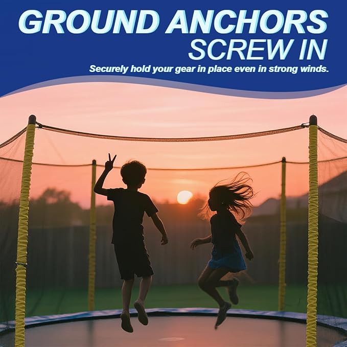 12 Inch Steel Screw in Tent Stakes,8 Pack Tent Stakes Heavy Duty,Ground Anchors Screw in,Trampoline Anchor Kit,Swing Set Anchors,Metal Threaded Camping Stakes with Hex Head Driver&Storage Bag