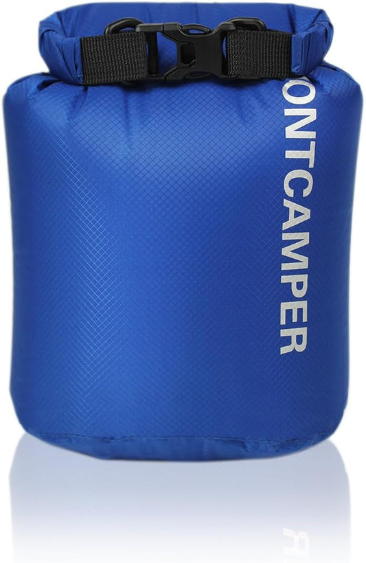 Waterproof Dry Bag 3L – 30D Nylon Roll Top Dry Sack with DWR & PU Coating, Lightweight Water-Resistant Storage for Kayaking, Camping, Hiking, Fishing & Beach (Blue)