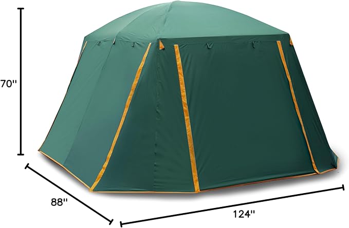 KTT Extra Large Tent 12 Person,Family Cabin Tents,Full Rainfly,2 Bay-Windows,2 Rooms and 3 Doors 3 Windows with Mesh,Waterproof,Straight Wall,Double Layer,Big Tent for Outdoor,Picnic,Camping