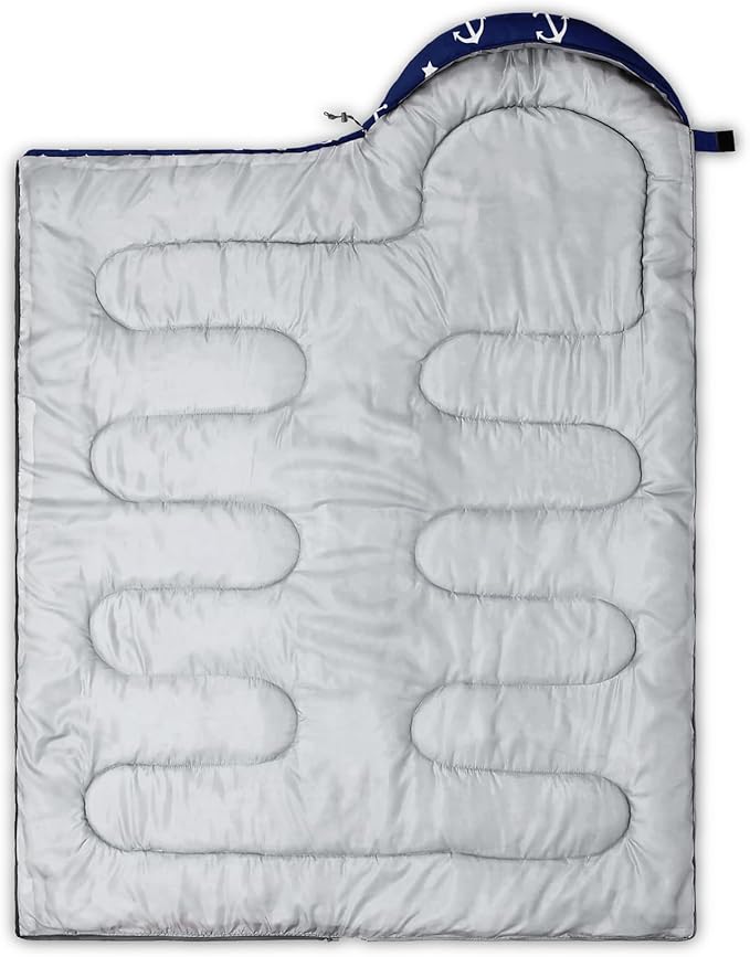 AILONEN Boys Sleeping Bag for Camping,Nautical Anchor,Lightweight & Waterproof,3 Season Warm & Cool Weather,Navy Blue Sleeping Bags for Kids Men Travelling,Outdoors