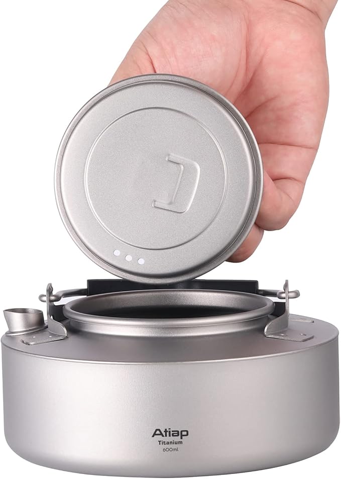 Titanium Kettle Coffee Tea Pot 0.6L/ 1L with Mesh Bag Portable for Outdoor Camping (Ta9081-0.6L)