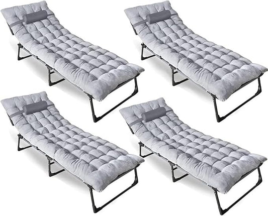 ZONETECH Folding Cot & Pad Mattress 4 Position Adjustable Portable, Premium Quality for Adult and Kids-Perfect for Camping, Travel, Patio, Beach, Indoor & Outdoor Activity (4-Pack)