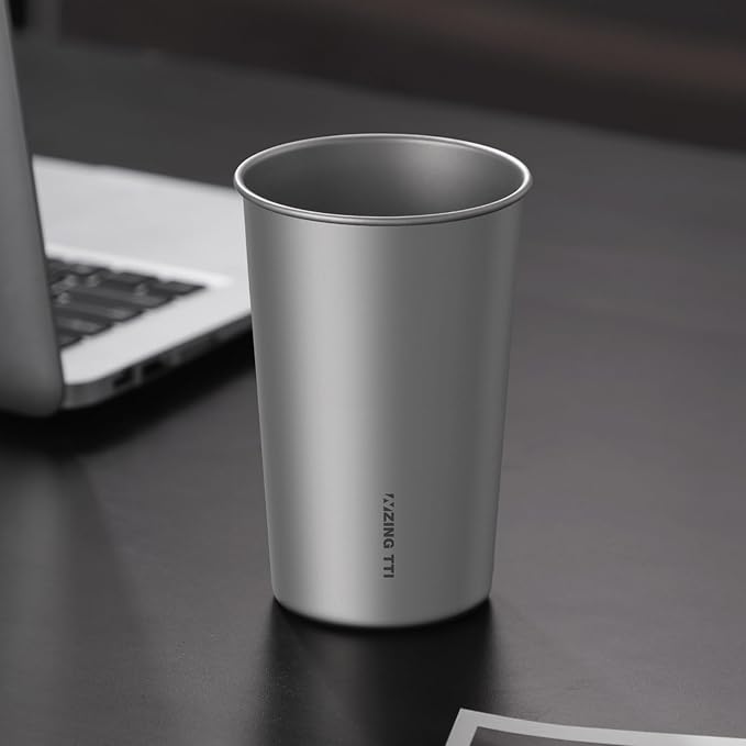 Titanium Pint Cup 500ml/17oz, Stackable Premium Metal Drinking Cups, Reusable Beer Juice Cup, Suitable for Home, Party, Camping, Outdoor, Indestructible (Large)