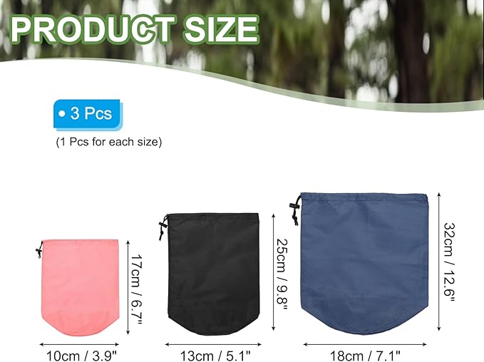 PATIKIL Stuff Sacks, Waterproof Outdoor Storage Sack Portable Drawstring Dust Flap Bag for Camping