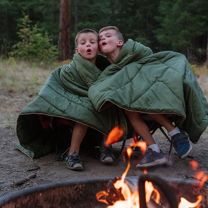 Rumpl Original Puffy Blanket - Warm Puffy Camping Blanket, 100% Recycled Polyester Insulation, Lightweight, Packable, Water-Resistant, Outdoor Puffer Blanket, 80"x84", Cypress