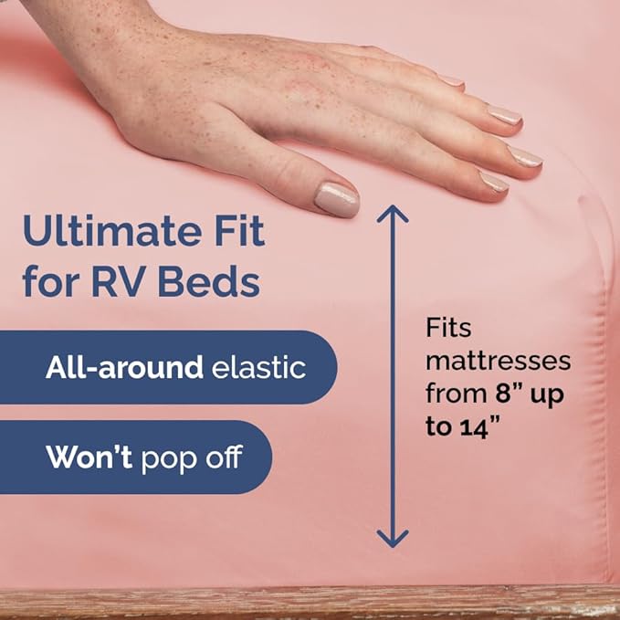 Short Queen Size 4 Piece Sheet Set - RV Short Queen, Soft, Breathable & Cooling Bed Sheets Set with Deep Pockets - Hotel Luxury Bedding for Women, Men, Kids, Teens, Boys & Girls - Oeko-Tex - Baby Pink