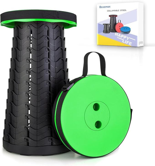Boreeman Upgraded Folding Stool Lightweight Yet More Sturdy with Load Capacity 400lbs Portable Collapsible Stool for Camping Fishing Hiking BBQ (Green)