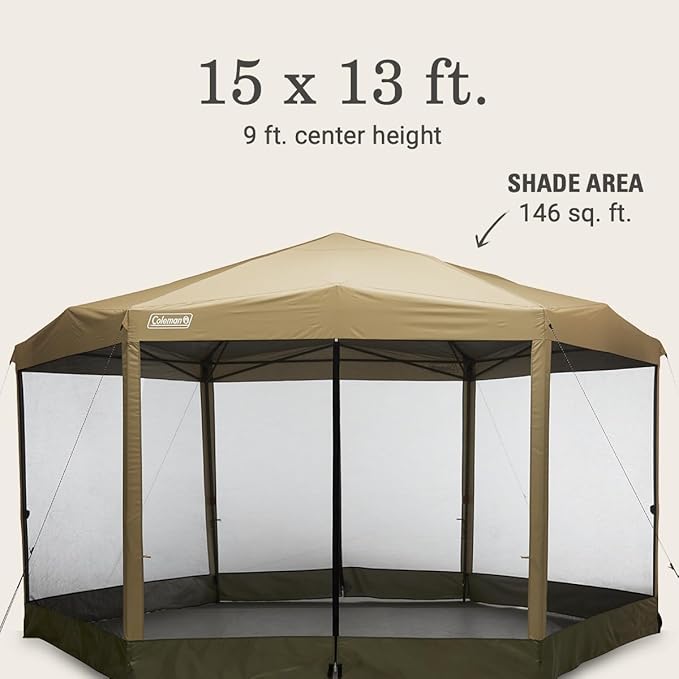 Coleman Back Home Screened Canopy Tent with Instant Setup, Outdoor Gazebo for Bug-Free Lounging, Fits Over Picnic Tables, Ideal for Parties, Events, Tailgates, Dining, & More